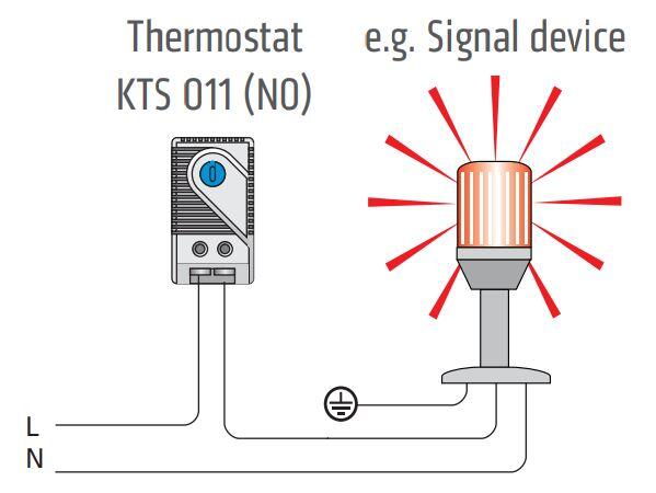 Thermostat KTS 011 with connection to signal device