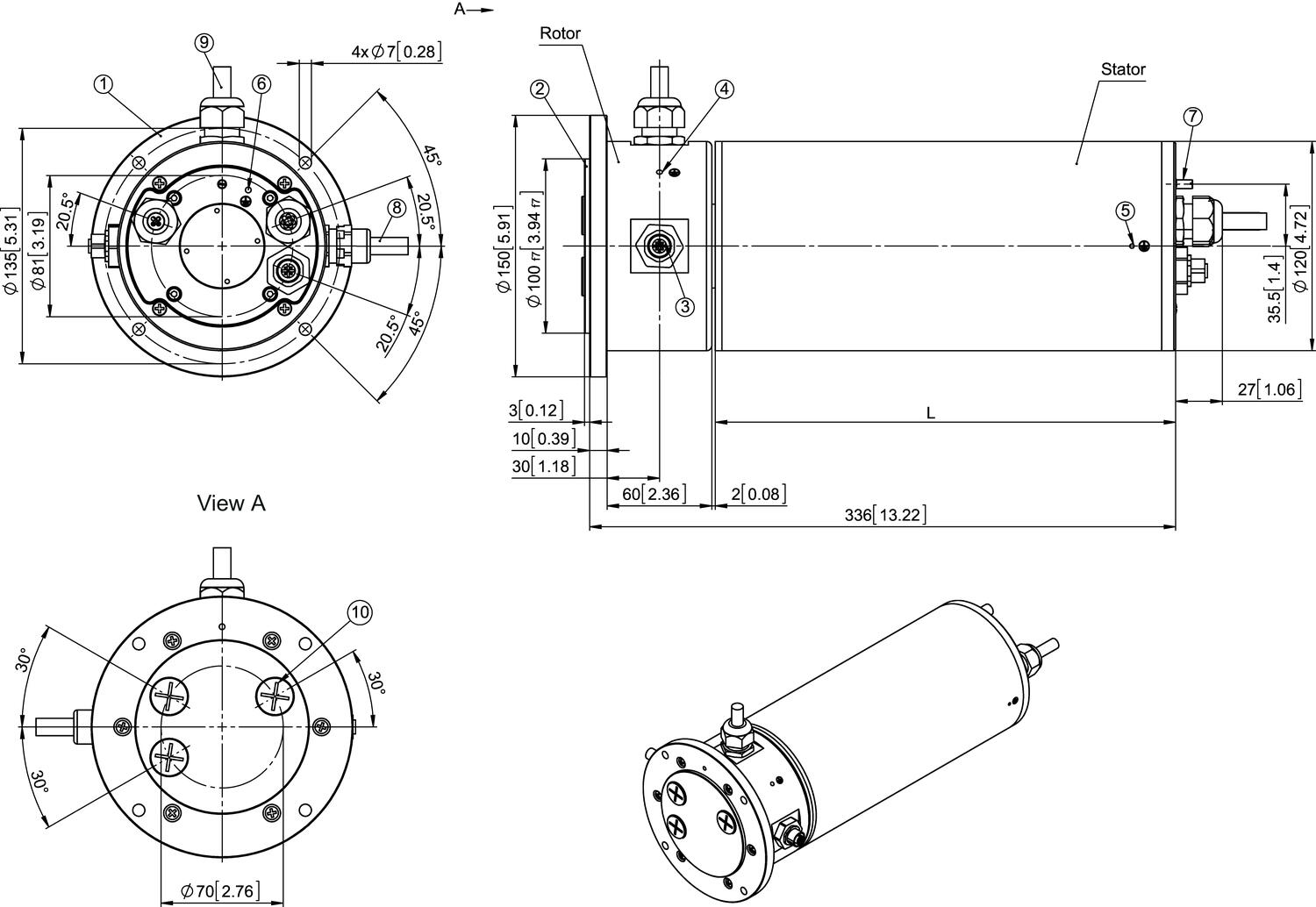 Kubler Slip ring SR120 diagram