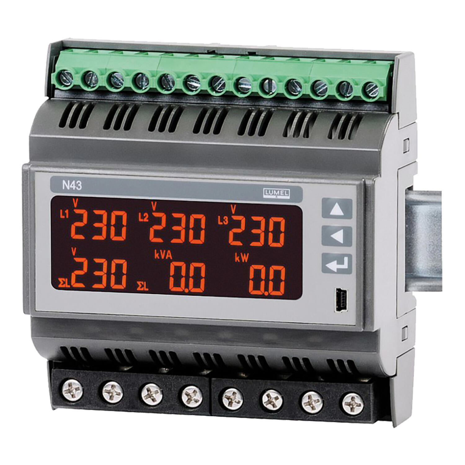 Lumel DIN Rail, 3-Phase Network Meter, N43