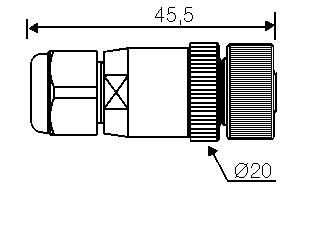 M12, without cable, straight female