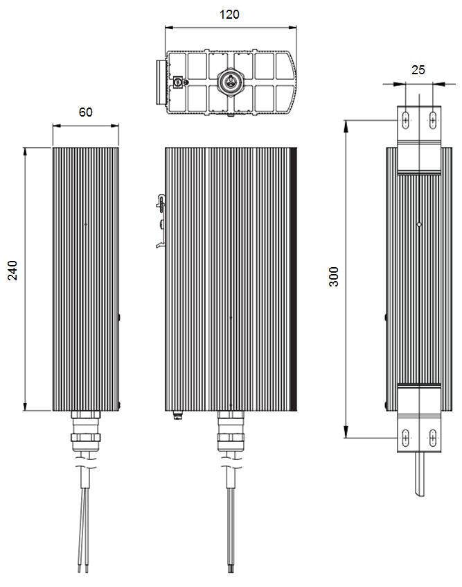 Dimension drawing for STEGO CREX020 T3 200 W with dimensions 240x120x60 mm