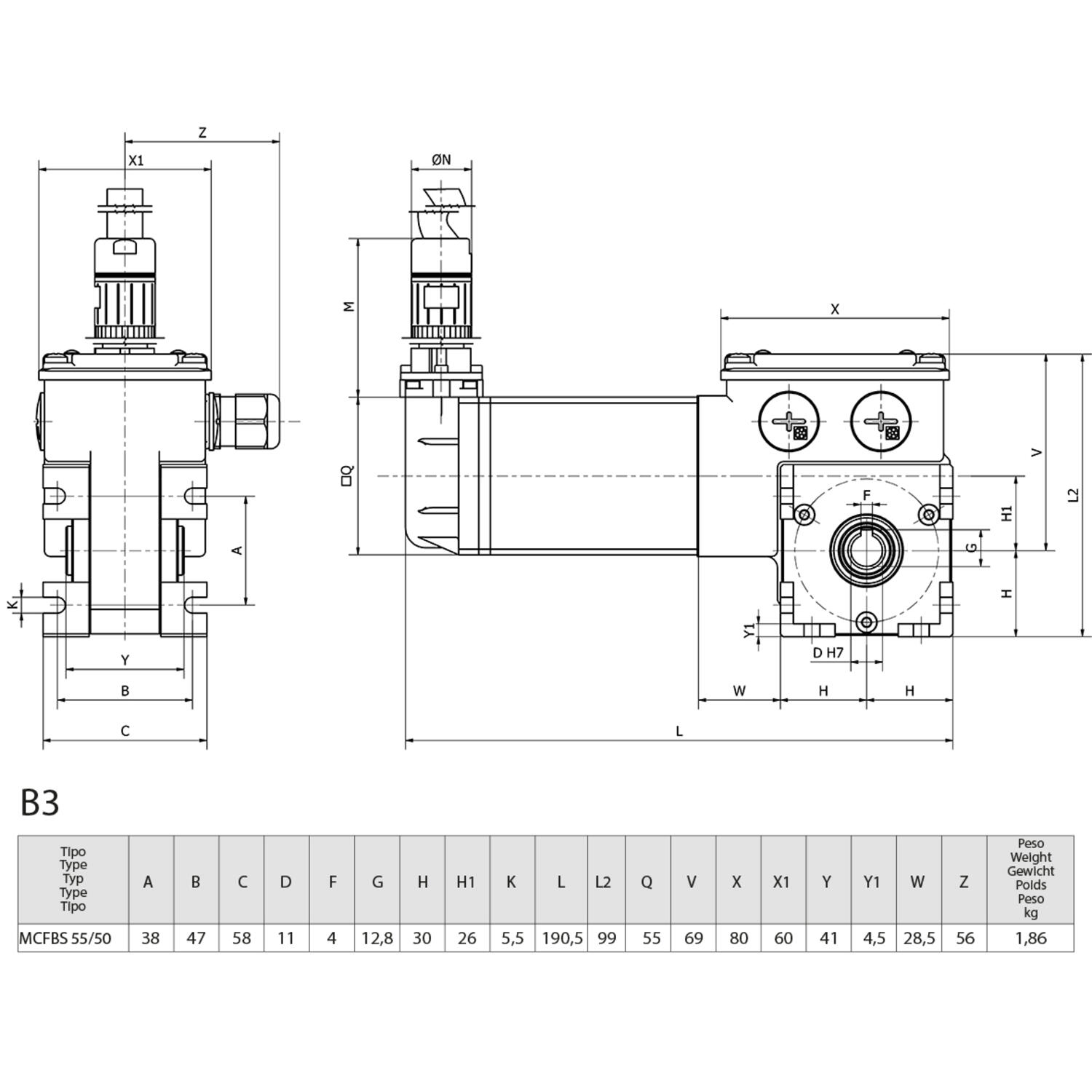 Minimotor MCFBS B3 diagram