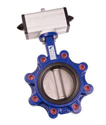 Lugged butterfly valve and double acting actuator