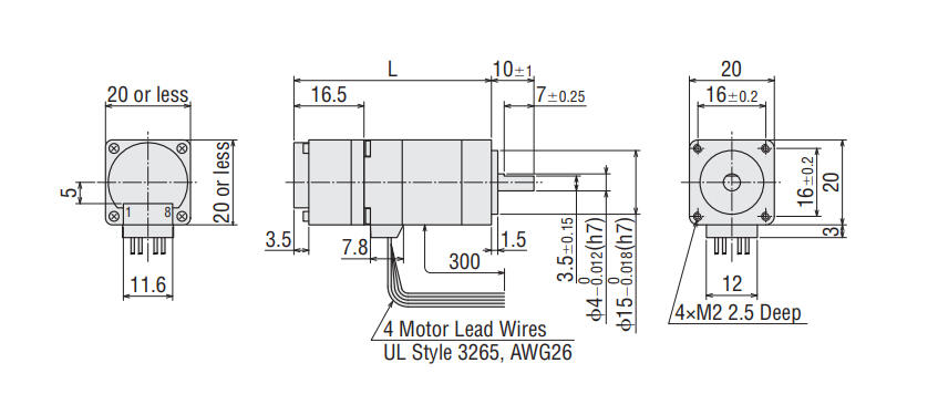 Oriental Motor PKP213D05A-R3 hybrid stepper motor with encoder Dimensions