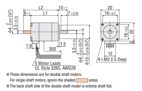 Oriental Motor PKP213U05 hybrid stepper Motor Dimensions