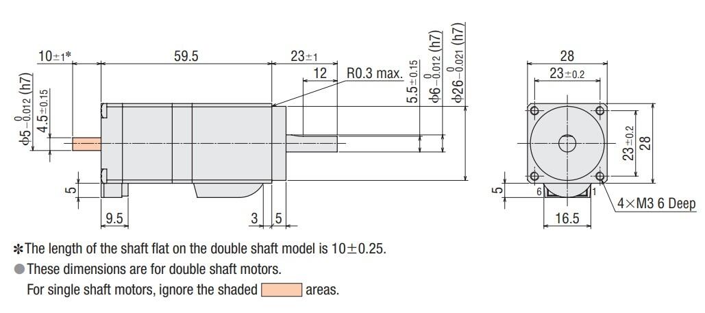 Oriental Motor PKP223D15 hybrid stepper motor with CS gear Dimensions