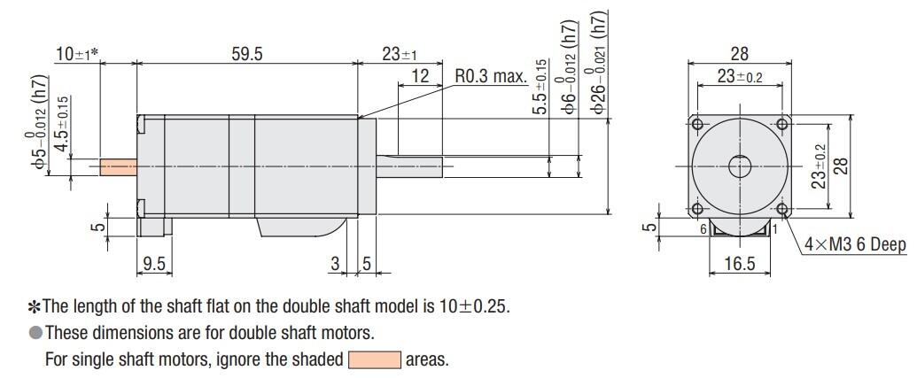 Oriental Motor PKP223U09 hybrid stepper motor with CS gear Dimensions