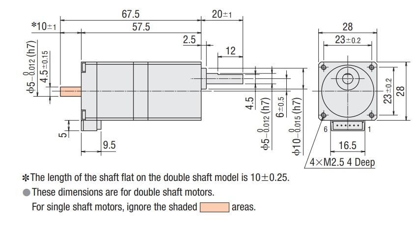 Oriental Motor PKP223U09 hybrid stepper motor with SG gear Dimensions