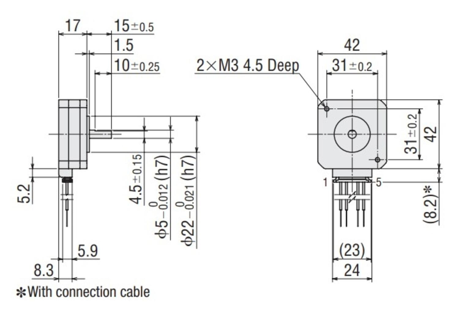 Oriental Motor PKP242D23A2 hybrid stepper motor Flat type