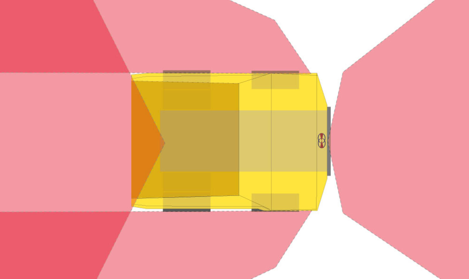 Orlaco reversing, side, front view camera kit field of view for rigid dump truck