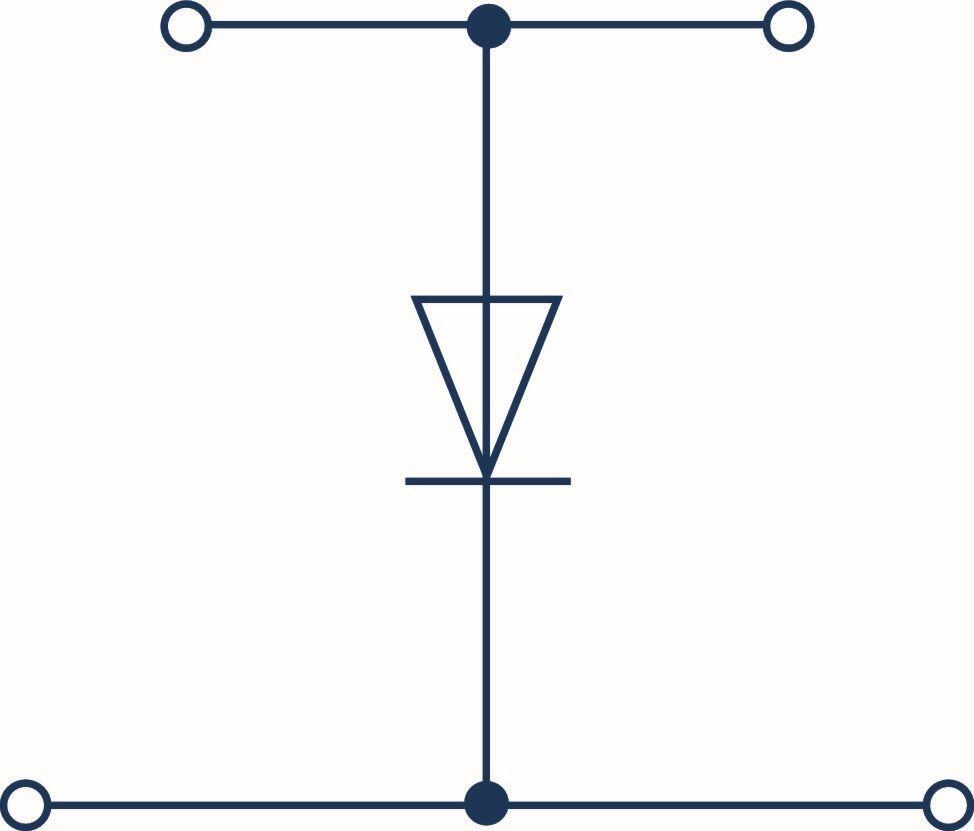 Drawing of a component from CONTA-CLIP with a triangular shape and connections.