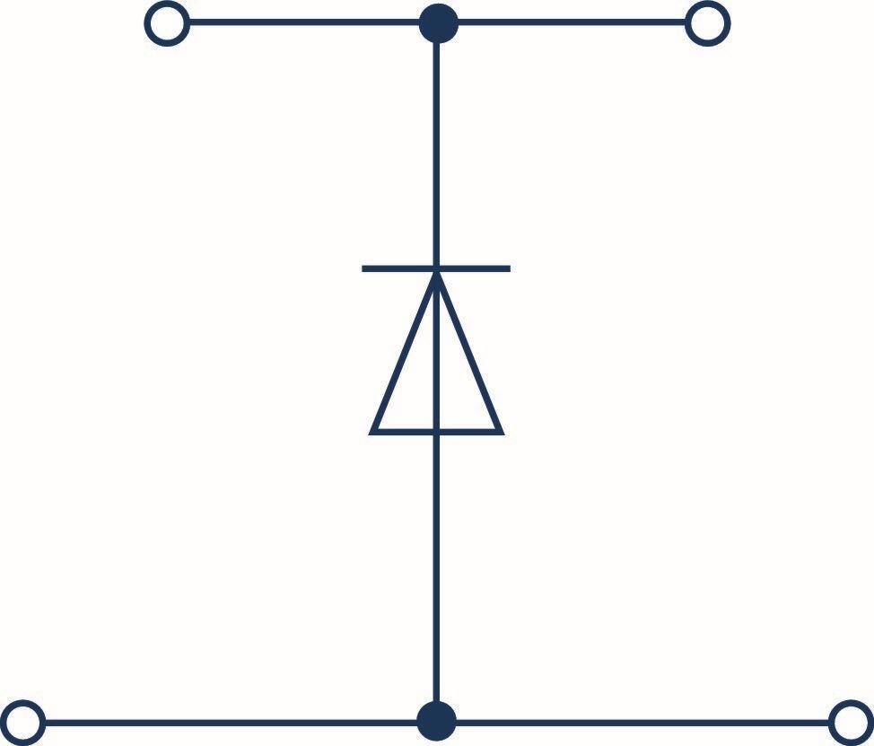 Technical drawing of a component with a triangular shape and circular fittings