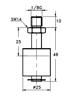ChangeThis component with dimensions 1/8G, SW14, 25mm diameter and 49mm height