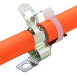 SABK cable shield clip from Conta-Clip on an orange cable