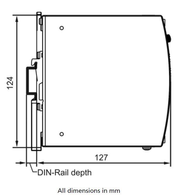 PULS ChangeThis unit with dimensions 124 mm x 127 mm, designed for DIN rail installation.