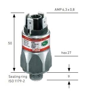 Suco 0H86/0H87 hydrogen pressure switch dimensions