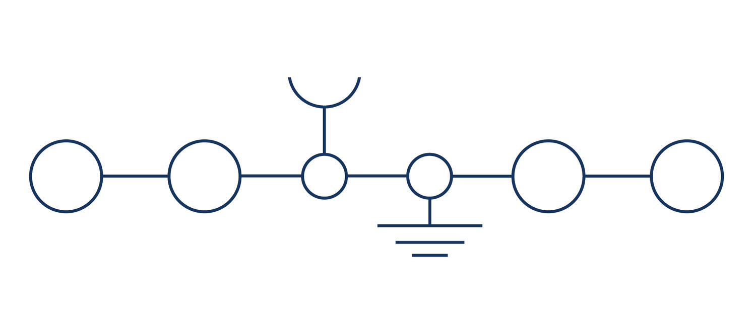 Drawing of an electrical connection with circles and lines