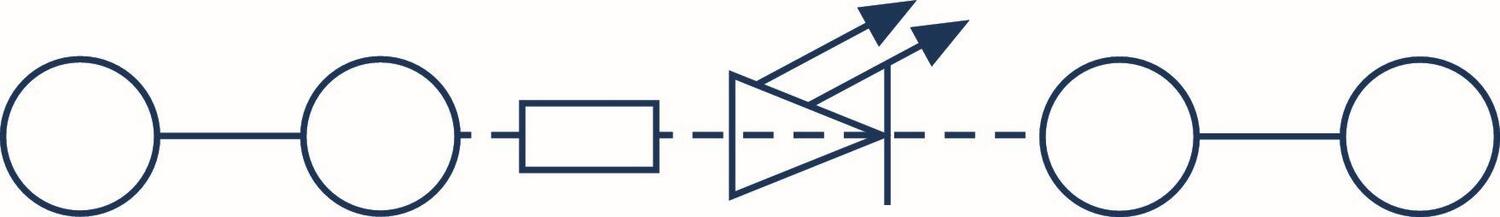 Diagram showing an optical signal path with lenses and reflections, designed for technical applications.