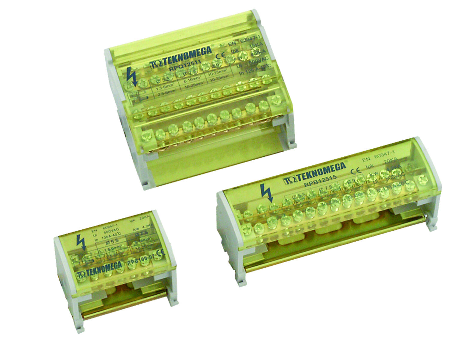 Teknomega 2-4 pole distribution blocks RPG & RPQ