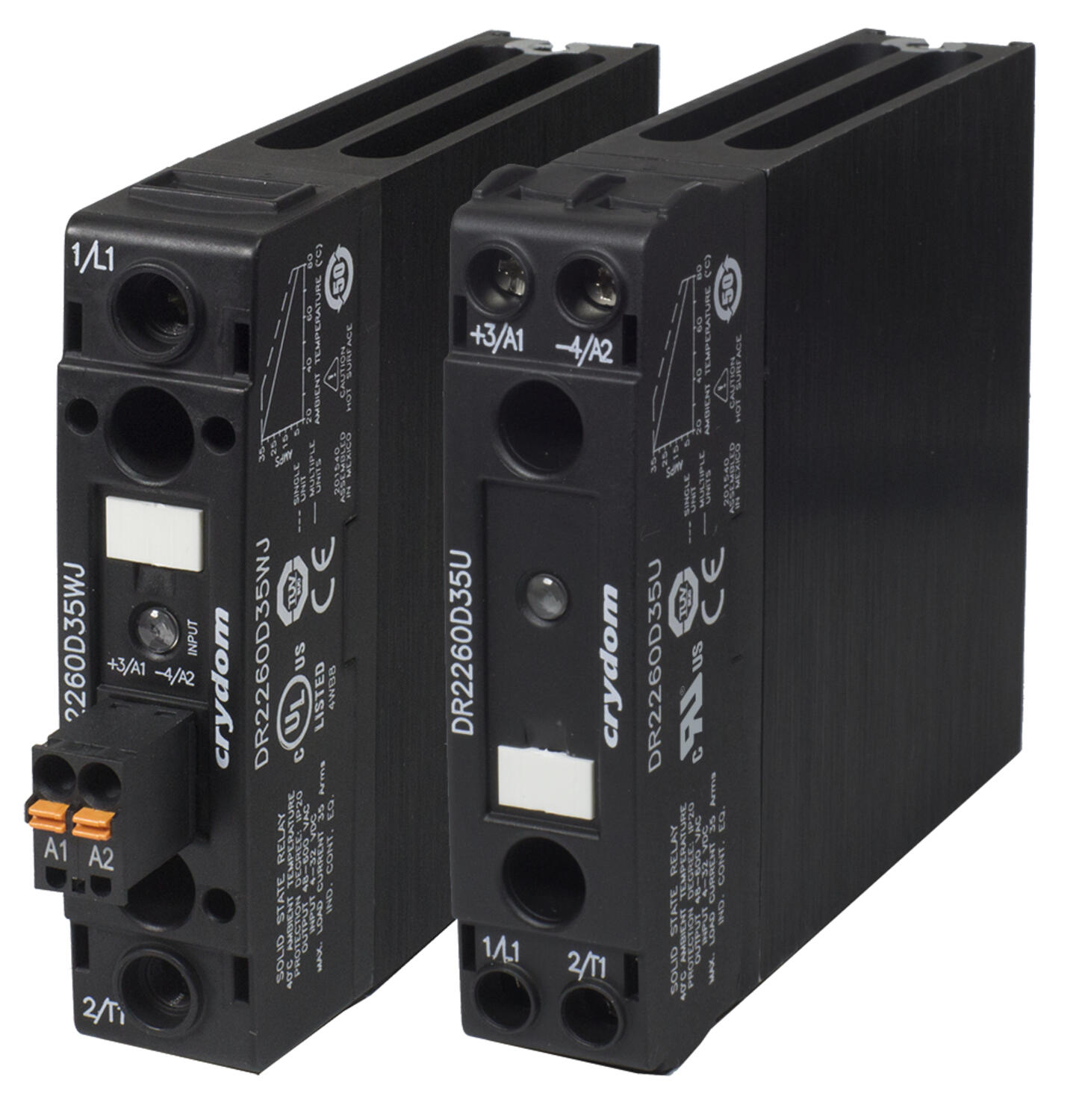 Two DIN rail mount solid state relay, Sensata Crydom Nova22 