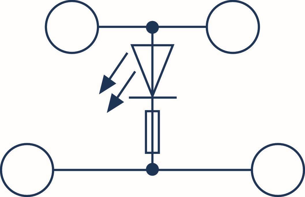 Symbol for a valve with arrows indicating flow direction, designed for industrial use.