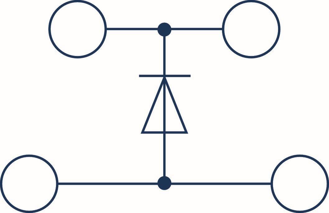 Product image of an electrical wiring diagram with circles and a triangle in the middle