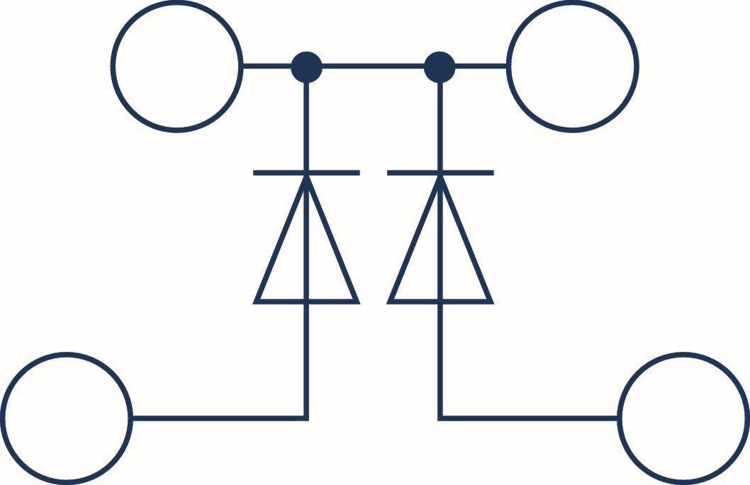 Product image of an electrical wiring diagram with circles and triangles, designed by CONTA-CLIP.